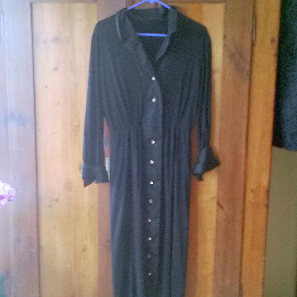 Vintage black button down dress